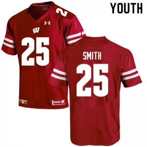 Youth Wisconsin Badgers NCAA #25 Isaac Smith Red Authentic Under Armour Stitched College Football Jersey FR31X06RA